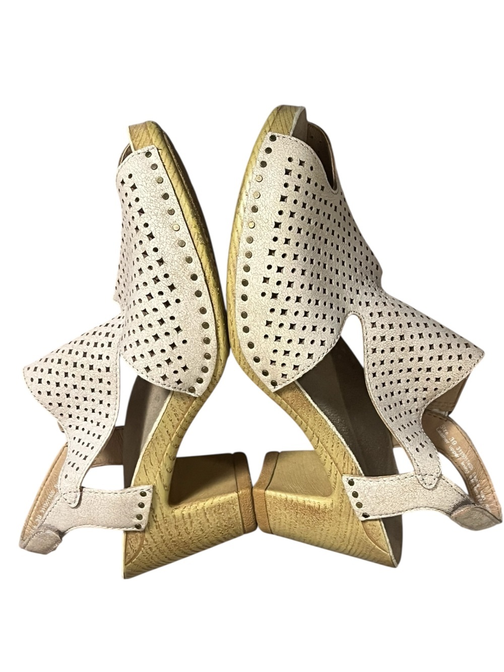 Dansko Teagan Heeled Sandal Clogs Laser Cut Vintage White Leather Slingback 39 - Picture 6 of 15